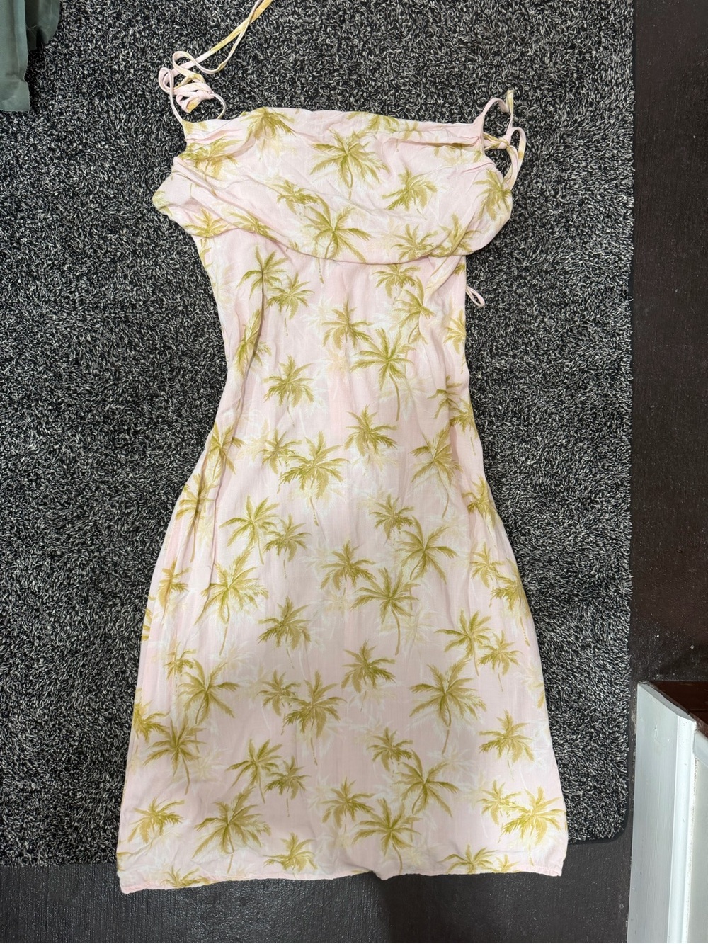 Forever 21 Pink Palm-Print Mini Dress with Yellow Palm Motif